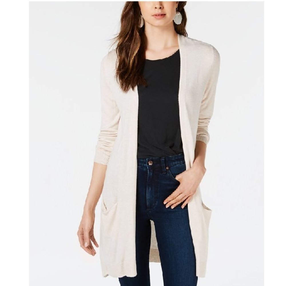 Maison Jules Long Open-Front Jersey Cardigan